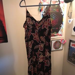 Black Paisley Wide Leg Jumpsuit with Slits